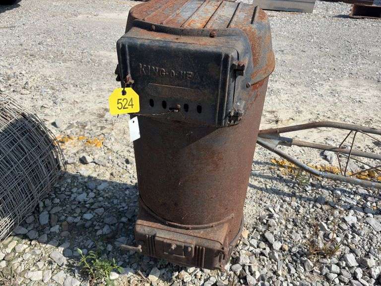 Upright King-O-Heat Wood Burner, no flue included, not rusted out,