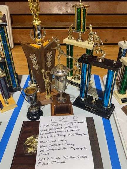1921 Reading "won by Hillsboro", 2008 Hillsboro Freshman Basketball Tourney Consolation Champs, 1926 GCCHS Relays Trophy Cup, No Date Track Trophy, No Date Basketball Trophy, 2007 1st Place 7th Grade Girls Dragon Invite, 2003 1st Place 8th Grade HJHS Fall Hoop Classic