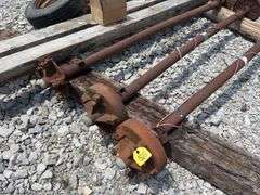 Mobile Home Axles,(2) with brakes (1) with out brakes, (5) wheels with lug nuts, (2) wood beams 4”x6”x 11’- 9”, good tread left on tires, hold air,