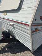 1998 Jayco  28’ Camper Trailer, Everything Works Per Consignor, Window Seals Recaulked,Good Tires, New Spare Tire, Eagle Model, Double Bed, (2) Single Bunk Beds, Above Average Condition For Its Age. Been Used By A Smoker.