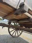 Weber & Damme High Wheeled Wagon, Sold New By George Cassens, Hamel Illinois, Wooden Wheeled Wagon With Spring Seat, 61” Wide Wheel Track, 38” Double Box Bed, Seat Riser Side Boards, The Wagon Has Brakes, Includes Tongue With Pin Hitch And Original Horse Drawn Hitch For A Team With Double Trees, Original Paint, Stenciling Is Legible. This Wagon Is In Unbelievably Great Original Condition,