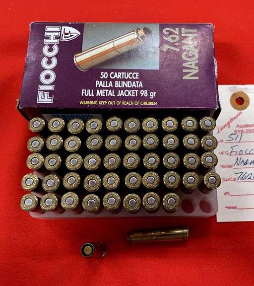 (50) Rds Fiocchi 7.62X38mmR Nagant Ammo