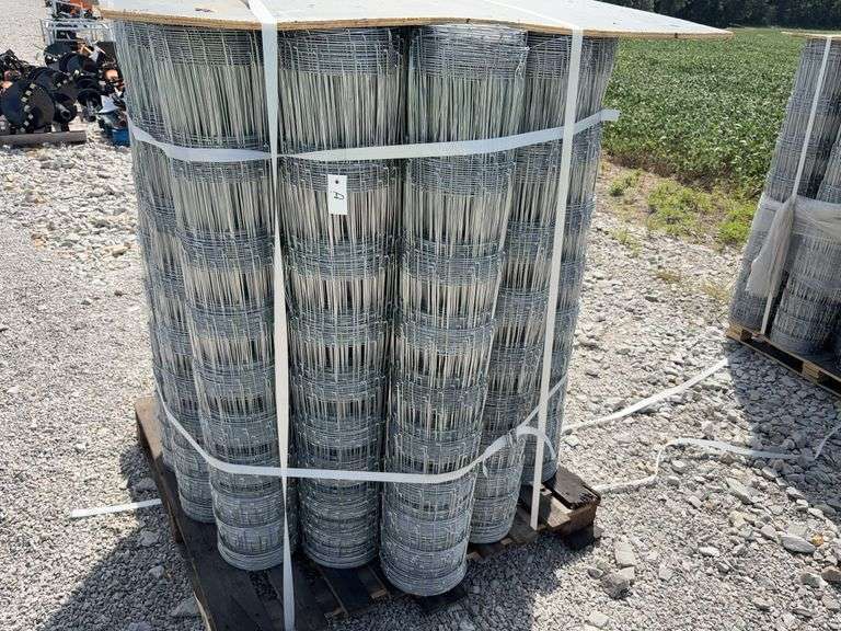 Unused Galvanized Field Fence, Approx 20 rolls, Unknown Length, 48” Tall, Ea. Roll is 8” diameter,