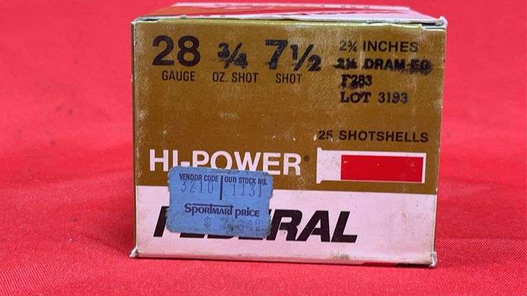 (375+-) Rds Federal Hi-Power 28Ga 3/4oz 7 1/2 Shot Shotgun Shells