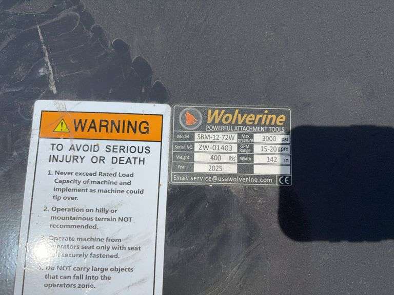 Unused Wuxi Wolverine Skid Steer Sickle Bar Mower, 69” Bar, SBM-12-72W