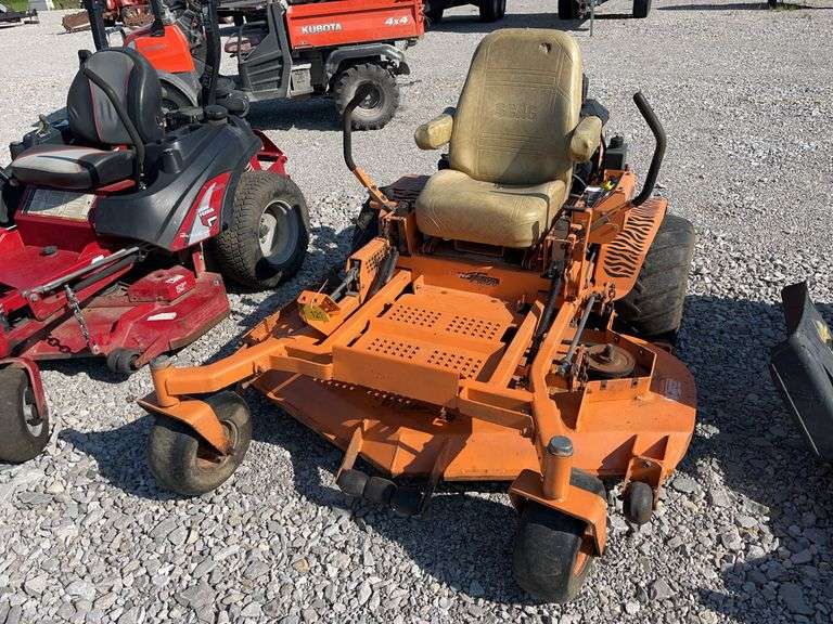 Scag Turf Tiger Zero Turn Mower, Liquid Cooled Kawasaki, 618 Hours, 27 HP, 61” Deck, Starts And Runs.