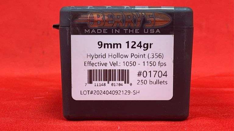 (250) Berry's 9mm 124 Gr Hybrid Hollow Point Bullets