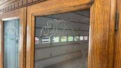 2 Door Glass Front Oak 10 Gun Locking Gun Cabinet (No Shipping On This Item))