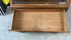 2 Door Glass Front Oak 10 Gun Locking Gun Cabinet (No Shipping On This Item))