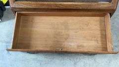 2 Door Glass Front Oak 10 Gun Locking Gun Cabinet (No Shipping On This Item))