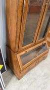 2 Door Glass Front Oak 10 Gun Locking Gun Cabinet (No Shipping On This Item))