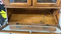 2 Door Glass Front Oak 10 Gun Locking Gun Cabinet (No Shipping On This Item))