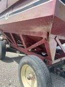J & M 400 Bushel Gravity Wagon, 10.00 22.5 Truck Tires, Rust Free Heavy Gear, Spring Tongue, Nice Wagon
