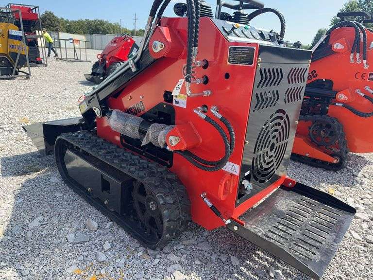 Unused MMS MS380 Stand On Mini Skidsteer, 7" Rubber Tracks, 43" Material Bucket 760 CC Gas Engine