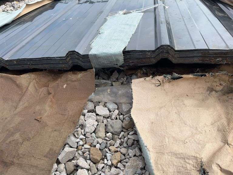 50+- Sheets Unused MMS 4 Rib Barn Tin, 12’ Long, Dark Grey, Ribbed,