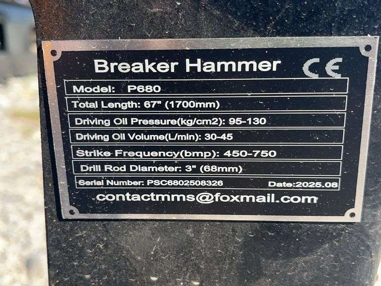 Unused GIYI Skid Steer Breaker Hammer, Model GY-P680