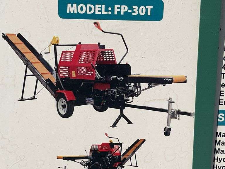 Unused AGT Firewood Log Splitter Processor With Conveyor, Model FP-30T
