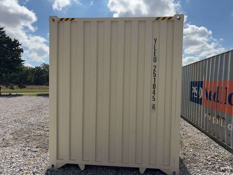 40’MMS 4 Side Doors and 1 Back Door Container, 40' long x 8' wide,
1 ea. Back Doors measures 102" tall X 92" wide,
4 ea. Side Doors  measures  98" tall X 92" wide,
inside dimension 89” wide,
Tie down anchors on inside of container,
Minor floor scratches on inside, minor wall scratches and dents, 
All doors have weatherstripping, 
1 time use,
Has vents on side walls, 
Container # YLEU 251045 4