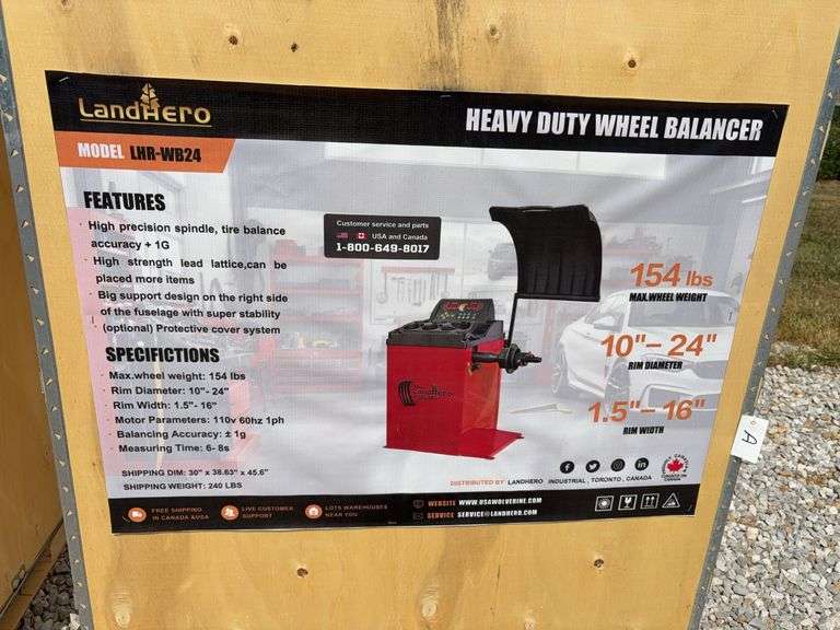 Wuxi LandHonor Unused Heavy Duty Wheel Balancer, Rim Diameter 10”-24”, Rim Width 1.5”-16”, Balancing Accuracy +-1g, Max Wheel Weight 154lbs, Model LHR-WB24