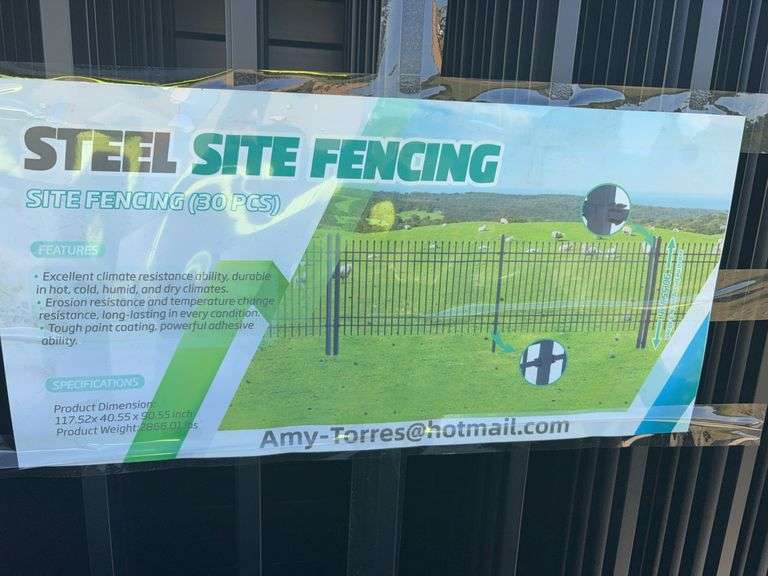 Steel Site Fencing, (30) pcs, Panel Size 117” wide X 79” tall, Posts Included, Post are 90.55” tall,