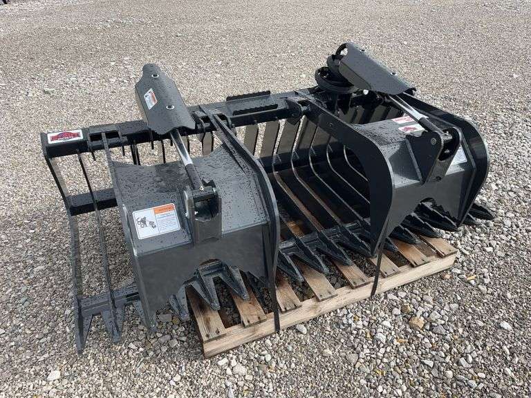 Unused Stout Buckets Brush Grapple, (2) Cylinders, Model HD 72-4 , Skid Steer Quick Attach, AMERICAN MADE