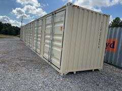 40’MMS 4 Side Doors and 1 Back Door Container, 40' long x 8' wide,
1 ea. Back Doors measures 102" tall X 92" wide,
4 ea. Side Doors  measures  98" tall X 92" wide,
inside dimension 89” wide,
Tie down anchors on inside of container,
Minor floor scratches on inside, minor wall scratches and dents, 
All doors have weatherstripping, 
1 time use,
Has vents on side walls, 
Container # YLEU 251045 4