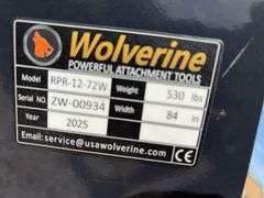 Unused Wuxi Wolverine Skid Steer Ripper, Model # RPR-122-72W, 11 teeth, 8” Ripping Depth,