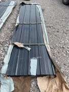 50+- Sheets Unused MMS 4 Rib Barn Tin, 12’ Long, Dark Grey, Ribbed,