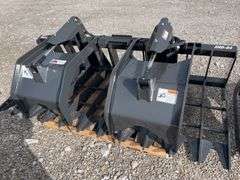 Unused Stout XHD-84 Skid Steer Log Loading Grapple Bucket, Two Cylinders, Protective Guards Over Cylinders, 84” Wide, AMERICAN MADE