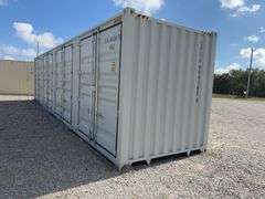40’ AGT 4 Side Doors and 1 Back Door Container, 40' long x 8' wide,
1 ea. Back Doors measures 102" tall X 92" wide,
4 ea. Side Doors  measures  98" tall X 92" wide,
inside dimension 89” wide,
Tie down anchors on inside of container,
Minor floor scratches on inside, minor wall scratches and dents, 
All doors have weatherstripping, 
1 time use,
Has vents on side walls, 
Container # CFGU 404380 8