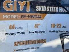 Unused GIYI Mini Skid Steer Hollow Wood Grabber, Model GY-HWG44, Working Width 44”, 10-22Mpa Working Pressure