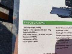 Unused MMS Miva VA15J Mini Excavator, 420cc Gas Engine, Pilot Controls, Manual Thumb, Extra Hydraulics on Boom, 3 Teeth, 15.5” Bucket, 13.5HP,