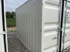 MMS 12’ container, measures 12’ long x 7’-3 1/2” wide x 8’-3” tall, swinging rear doors, Side walk door, sliding window, keyed lock on walk door, wood floor, container # CTTN 0121958, Window Does Not Lock, Small Paint Scrapes