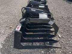 Unused Stout XHD-84 Skid Steer Log Loading Grapple Bucket, Two Cylinders, Protective Guards Over Cylinders, 84” Wide, AMERICAN MADE