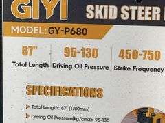 Unused GIYI Skid Steer Breaker Hammer, Model GY-P680