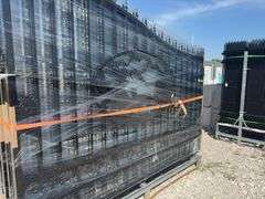 20’ Bi-Parting Wrought Iron Gate, Oval Elk emblem, (2) 10 ft gates
Total width of gate is 20',
Hinges are included,
Gate measures 7'-10" on the high side and 5'-10 1/2" on the low side,