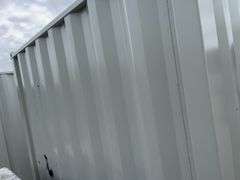 MMS 10’-3’’ container, measures 10’-1” long x 7’-3 1/2” wide x 8’-3” tall, swinging rear doors, Side walk door, sliding window, keyed lock on walk door, wood floor, container CTTN 0002089, Small Paint Scratches, Window Damage