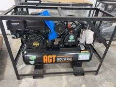 Unused AGT Air Compressor, 420 cc 15 hp Gas Engine, Pull Start, 20 gallon tank, fork tine pockets,