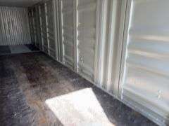 40’MMS 4 Side Doors and 1 Back Door Container, 40' long x 8' wide,
1 ea. Back Doors measures 102" tall X 92" wide,
4 ea. Side Doors  measures  98" tall X 92" wide,
inside dimension 89” wide,
Tie down anchors on inside of container,
Minor floor scratches on inside, minor wall scratches and dents, 
All doors have weatherstripping, 
1 time use,
Has vents on side walls, 
Container # YLEU 251045 4