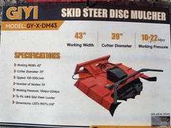 Unused GIYI 43” Skid Steer Disc Mulcher, Model X-DM43