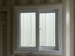 MMS 12’ container, measures 12’ long x 7’-3 1/2” wide x 8’-3” tall, swinging rear doors, Side walk door, sliding window, keyed lock on walk door, wood floor, container # CTTN 0121958, Window Does Not Lock, Small Paint Scrapes