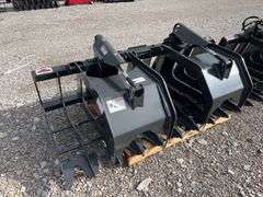 Unused Stout XHD-84 Skid Steer Log Loading Grapple Bucket, Two Cylinders, Protective Guards Over Cylinders, 84” Wide, AMERICAN MADE