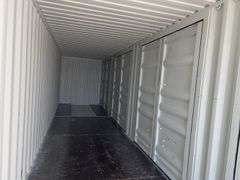 40’ Hanbase 4 Side Doors and 1 Back Door Container, 40' long x 8' wide,1 ea. Back Doors measures 102" tall X 92" wide,4 ea. Side Doors measures 98" tall X 92" wide,inside dimension 89” wide,Tie down anchors on inside of container,Minor floor scratches on inside, minor wall scratches and dents, All doors have weatherstripping, 1 time use,Has vents on side walls, Container # YLEU 251247 8, color charcoal,