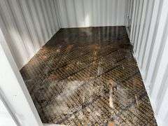 MMS 12’ container, measures 12’ long x 7’-3 1/2” wide x 8’-3” tall, swinging rear doors, Side walk door, sliding window, keyed lock on walk door, wood floor, container # CTTN 0121958, Window Does Not Lock, Small Paint Scrapes