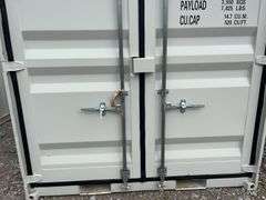 MMS 10’-3’’ container, measures 10’-1” long x 7’-3 1/2” wide x 8’-3” tall, swinging rear doors, Side walk door, sliding window, keyed lock on walk door, wood floor, container CTTN 0002089, Small Paint Scratches, Window Damage