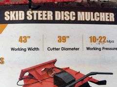 Unused GIYI 43” Skid Steer Disc Mulcher, Model X-DM43
