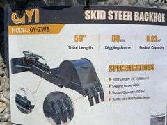 Unused GIYI Mini Skid Steer Backhoe, Model GY-ZWB, Total Length 59”, 3 Tooth Bucket, 12.5” Bucket