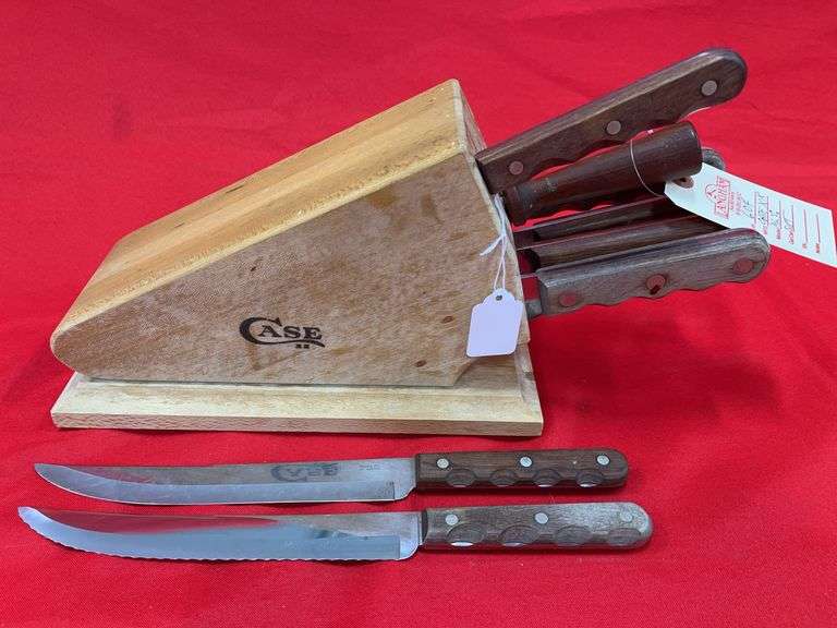 Vintage Case XX Counter Top Knife Block With 7 Case Knives And Honing ...