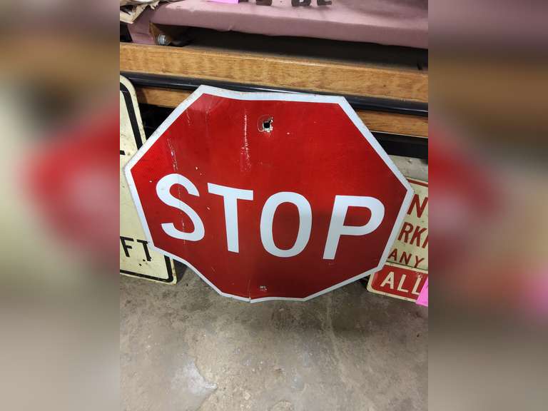 Metal Stop Sign Lindsay Auctions Realty LLC