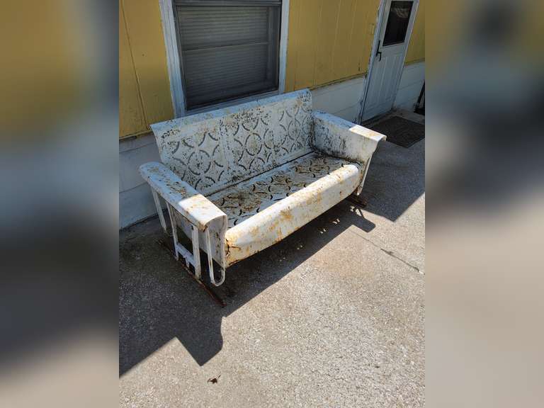 Vintage metal patio glider approx 65" wide